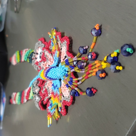 Handmade Mexico HUMMINGBIRD BEADED NECKLACE with Keychain  COLORFUL BLUE - Picture 3 of 8